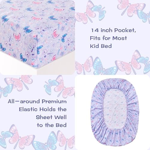 Kids Sheet Set Twin Size 3 Pcs Floral Butterfly Pattern