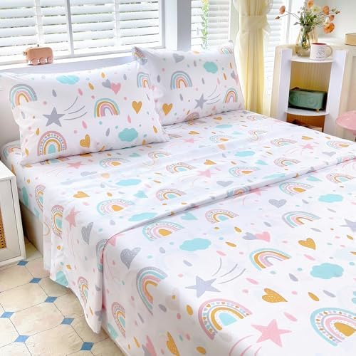 Homilay Kids 4 Piece Rainbow Sheet Set