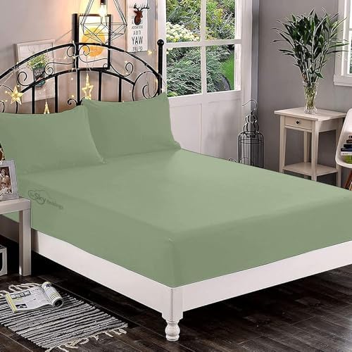 The Sky Bedding 1000TC Moss Green California King Fitted Sheet Set