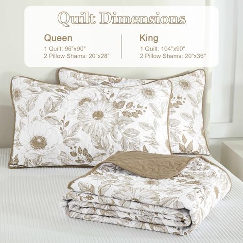Drucon Floral Quilt Set Queen 3 Pieces