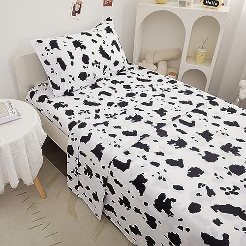 Viviland 3-Piece Cow Print Twin Sheet Set for Kids
