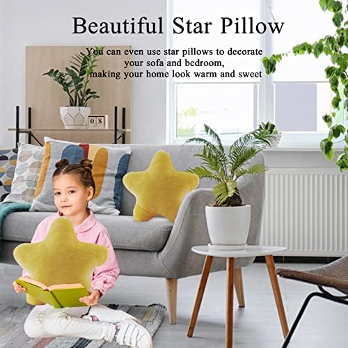 AUCOOMA Star Shaped Plush Throw Pillow - Soft Yellow 157 Inch