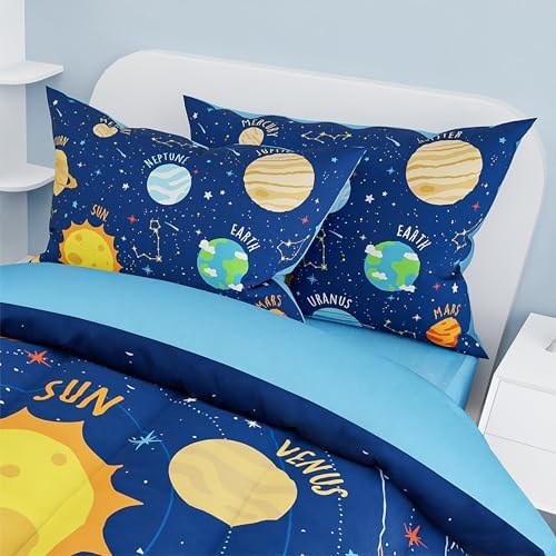 SANDJEST Solar System Duvet Cover Set for Kids
