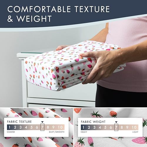 Strawberries Kids Full Size Bed Sheet Set 4 Piece