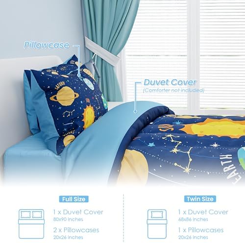 SANDJEST Solar System Duvet Cover Set for Kids