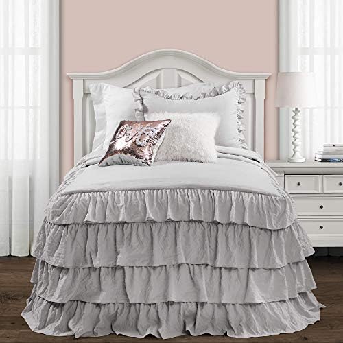 Lush Decor Allison Ruffle Skirt Bedspread Set Light Gray