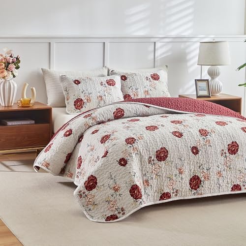 Shxime Floral Quilt Set 3 Pieces Queen Size
