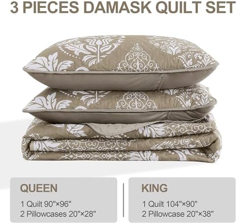 Boho Beige Quilt Set King Size 3 Pieces