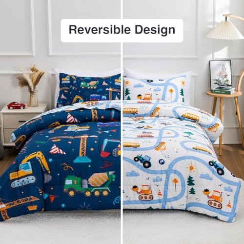 Holawakaka Boys Cartoon Truck Comforter Set