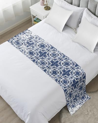 Ldtrchee Navy Blue Bed Runner for Queen Size Bed