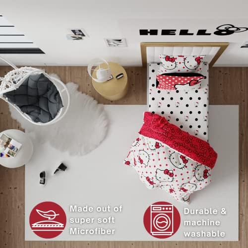 Franco Collectibles Hello Kitty Polka Dot Comforter Set