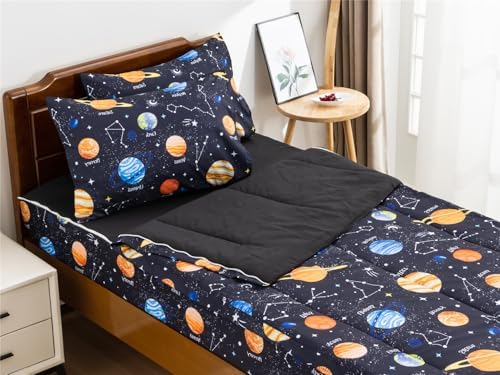 NTBED Galaxy Printed Zipper Comforter Set Twin Navy Blue 1