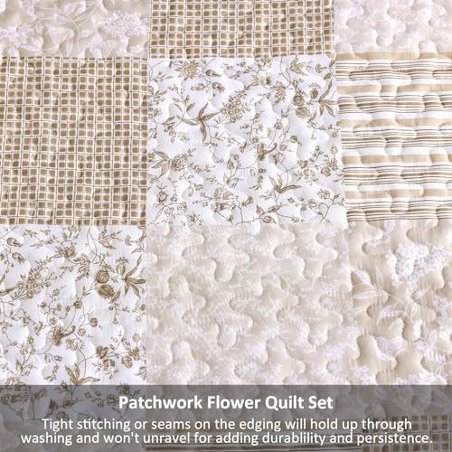 Mybedsoul Plaid Floral Quilt Set Queen Size 3 Pieces