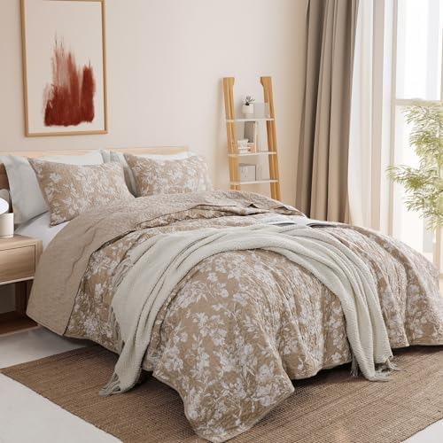 SHALALA Floral Quilt Set Queen Size Reversible