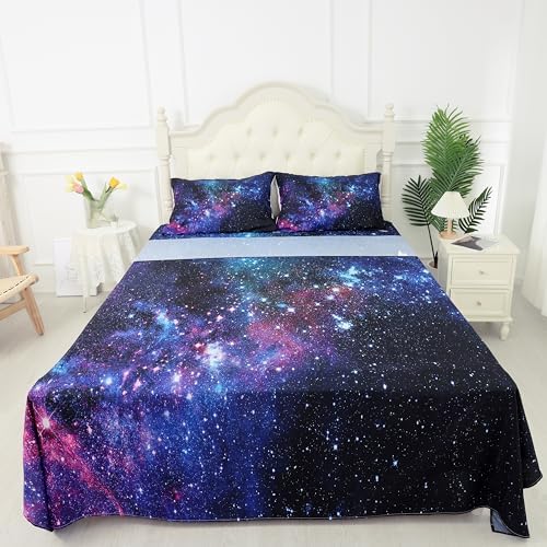Kxry Galaxy Fitted Sheet Set for Boys Kids Teens
