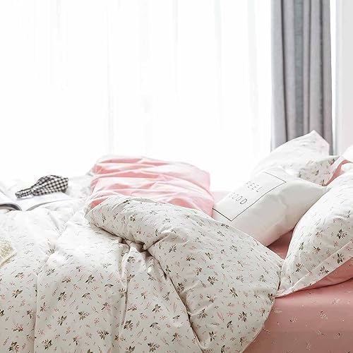 Faincy Floral Twin Comforter Set - Pink White Pattern 2PC