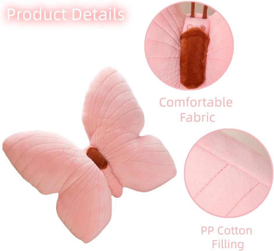 Butterfly Shaped Plush Throw Pillow for Kids and Home