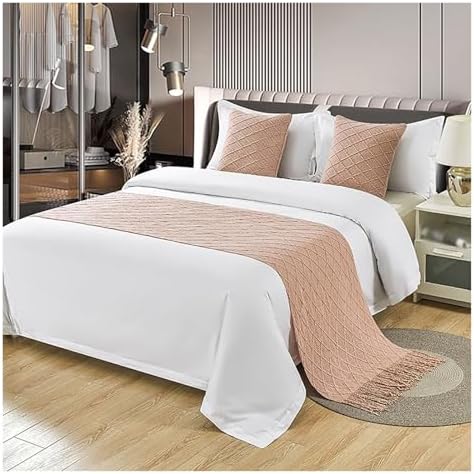 Pink Knitted Bed Runner Scarf 230x60cm