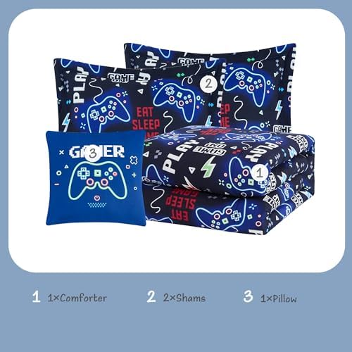 Glow in The Dark Gamer Comforter Set for Kids
