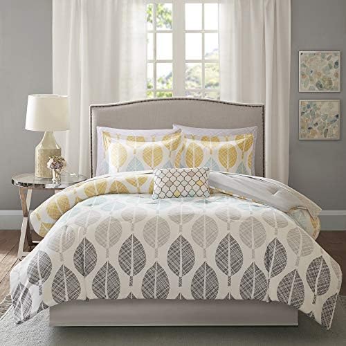 Madison Park Cozy Bed in a Bag Comforter Set Queen Leaf YellowAqua