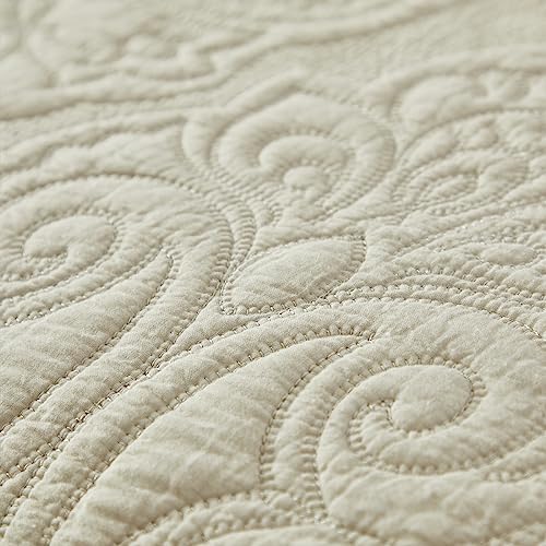 Brandream Queen Size Quilt Set 3-Piece Cotton Beige