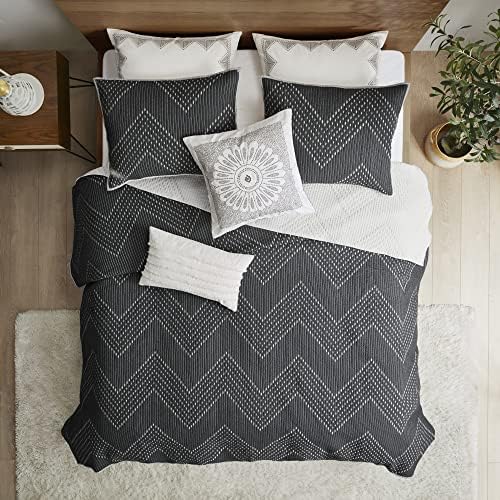 INKIVY Reversible Cotton Quilt Set - Chevron Design