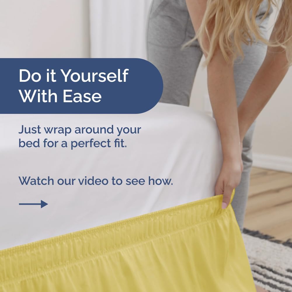 CGK Unlimited Wrap Around Bed Skirt 2 Pillowcases Bundle - Yellow