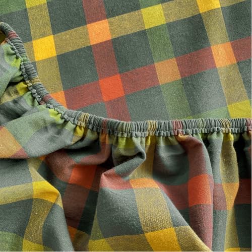 VM VOUGEMARKET Queen Plaid Fitted Sheet with 15 Deep Pocket