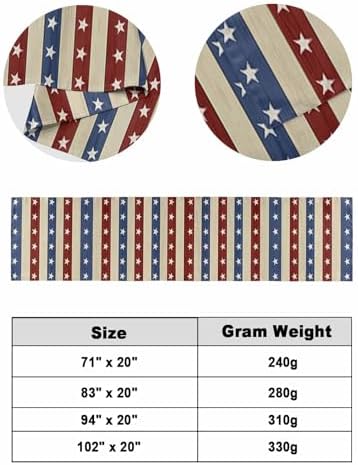 Litter Star Independence Day Bed Runner Scarf Stars and Stripes 83x20in