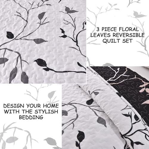 DJY Reversible Floral Quilt Set 3 Piece King Size