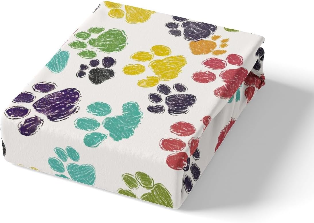 Feelyou Pup Dog Paw Print Sheet Set King Size