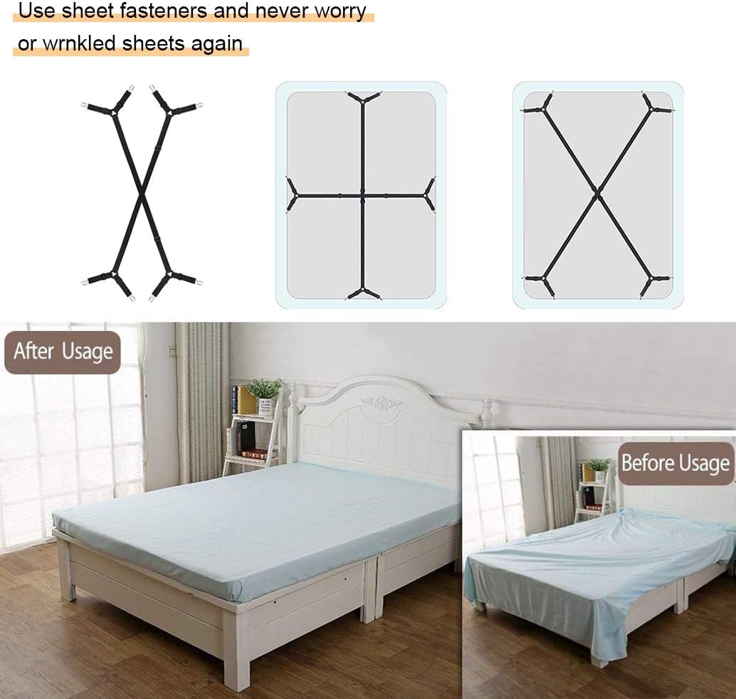 2Pcs Adjustable Sheet Straps for All Bed Sheets and Mattress Covers