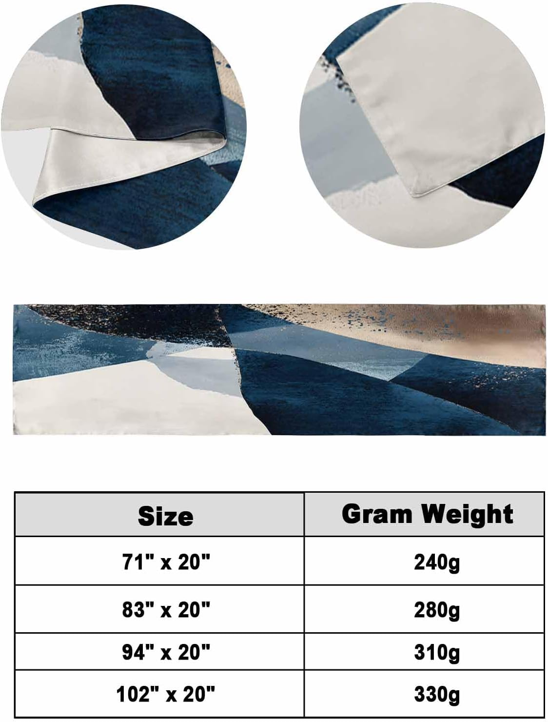 DecorLovee Navy Blue Bed Runner Queen Size