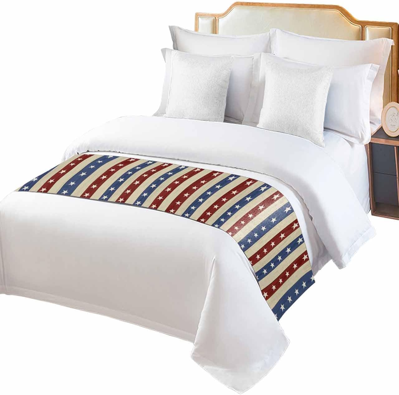 Litter Star Independence Day Bed Runner Scarf Stars and Stripes 83x20in