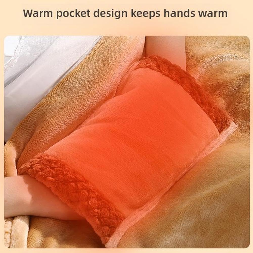 Electric Heated Throw Blanket with USB Pocket Fast Heating and Safe