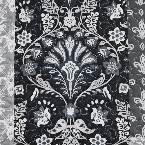 WONGS BEDDING Black Quilt Set King Size 3 Pieces
