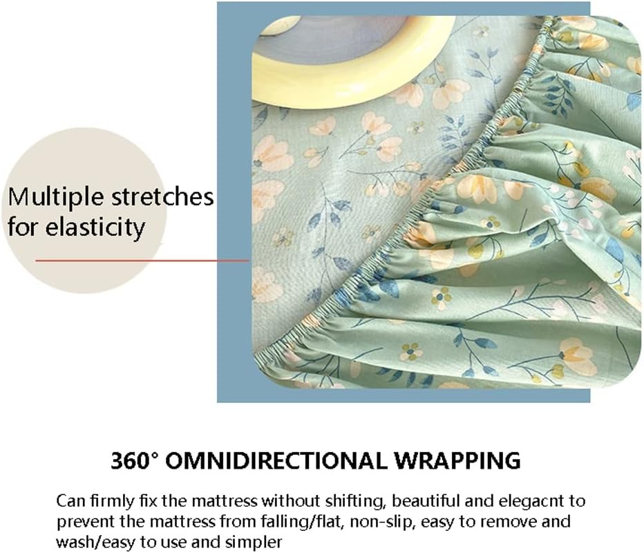 OBONG Deep Pocket Fitted Sheet 100 Cotton Flower Print 1