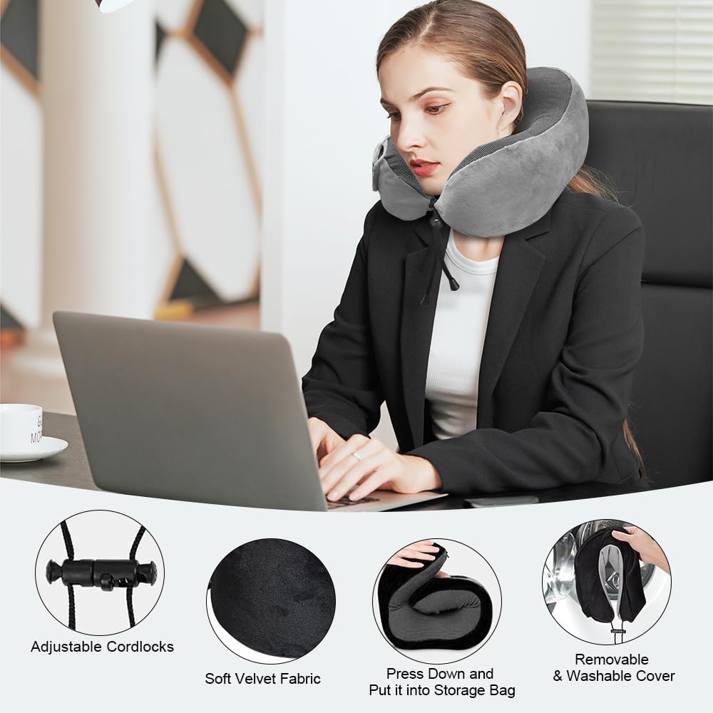 Ateupom Travel Pillow with Bluetooth Headphones