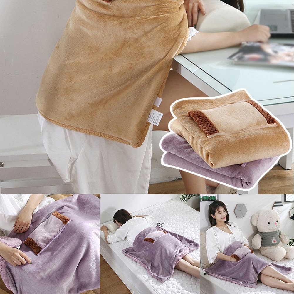 Electric Heated Throw Blanket with USB Pocket Fast Heating and Safe