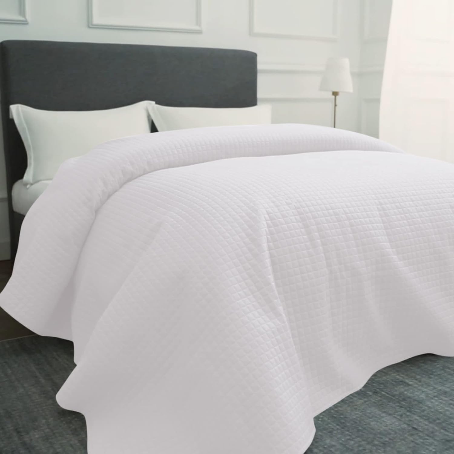 HollyHOME Luxury Checkered Bed Quilt Bedspread King Size