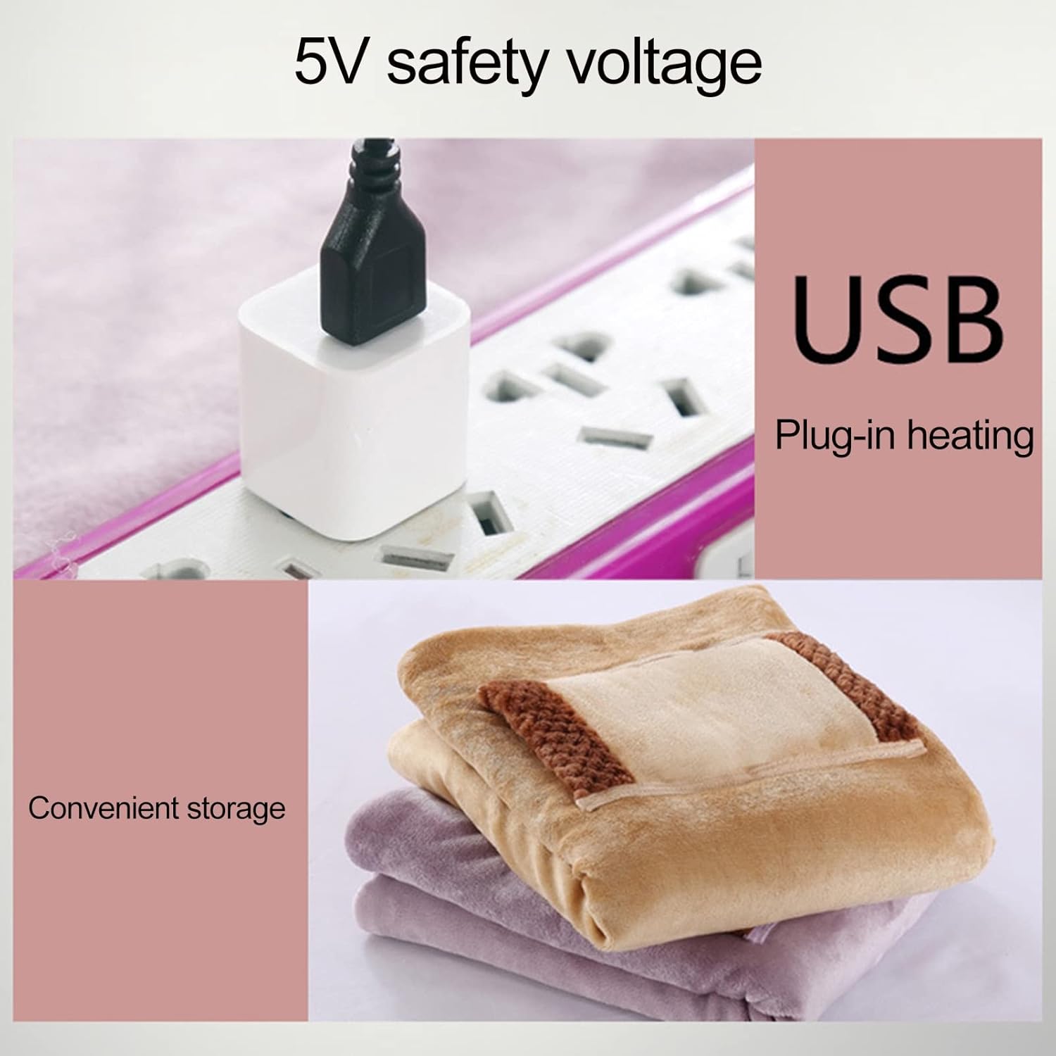 Double Layer Heating Blanket with Buckle and Pockets