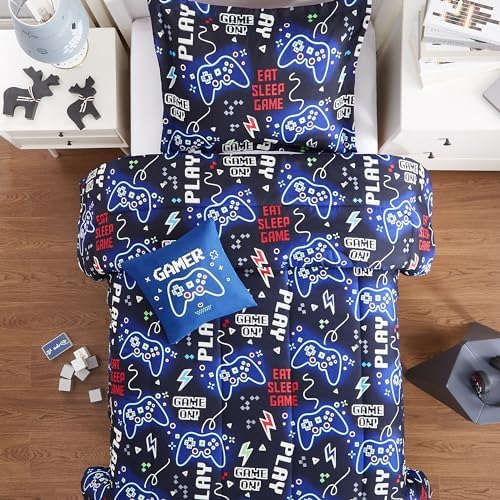 Glow in The Dark Gamer Comforter Set for Kids