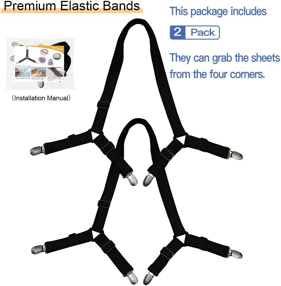 2Pcs Adjustable Sheet Straps for All Bed Sheets and Mattress Covers