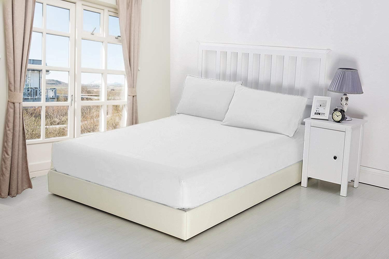 Crown Collection Premium 600-TC Egyptian Cotton Fitted Sheet California King White