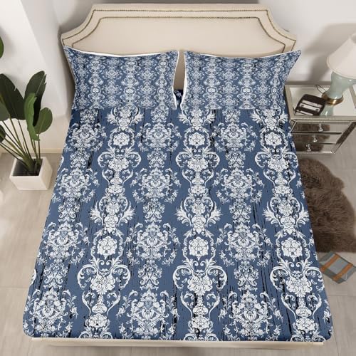Erosebridal Damask Fitted Sheet Twin Gothic Floral
