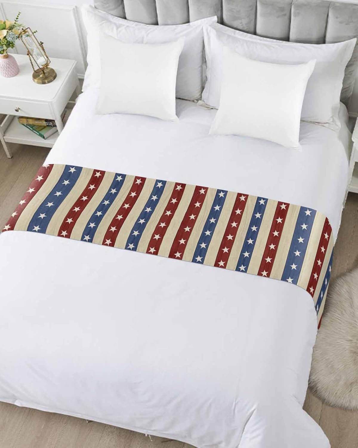 Litter Star Independence Day Bed Runner Scarf Stars and Stripes 83x20in