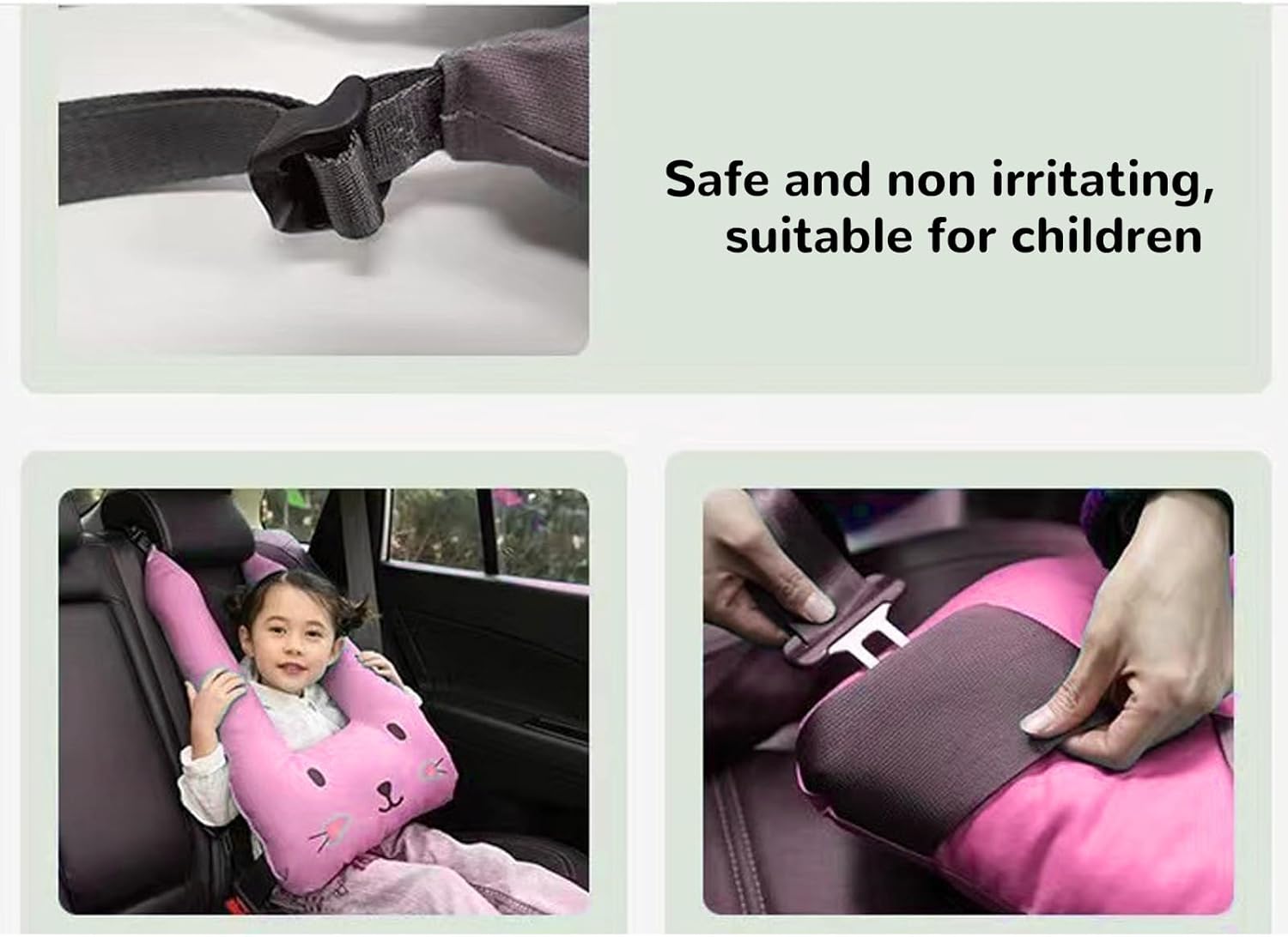 Kids Travel Pillow with Headrest and Shoulder Support Roseate