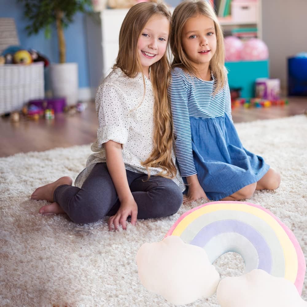 BENEKIY Rainbow Cloud Plush Pillow for Girls 21 Inch Throw