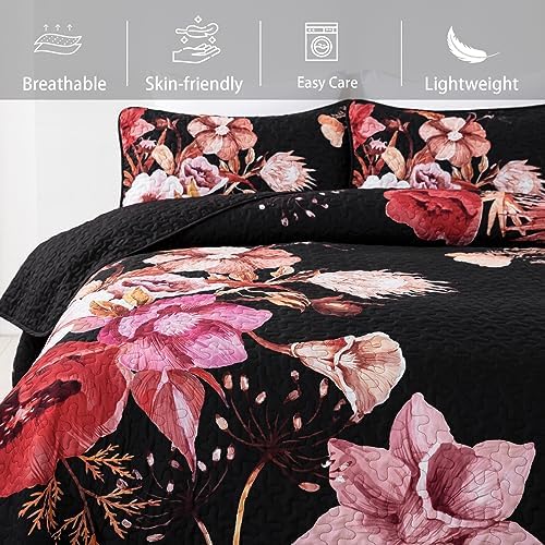 Drucon Floral Quilt Set King 3 Pieces