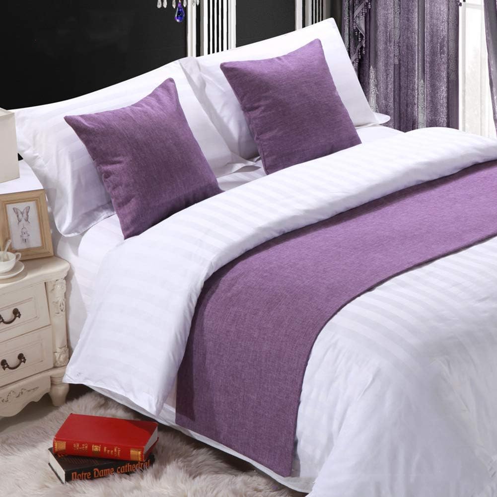 Twelve Solid Purple Bed Scarf Queen 210x50cm Bed Runner
